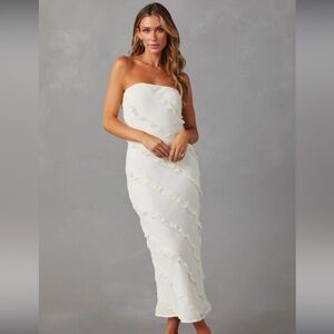 White bodycon ruffle dress